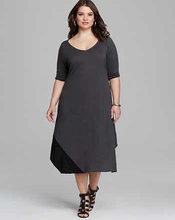 Eileen Fisher Plus V Neck Midi Dress | Bloomingdale's