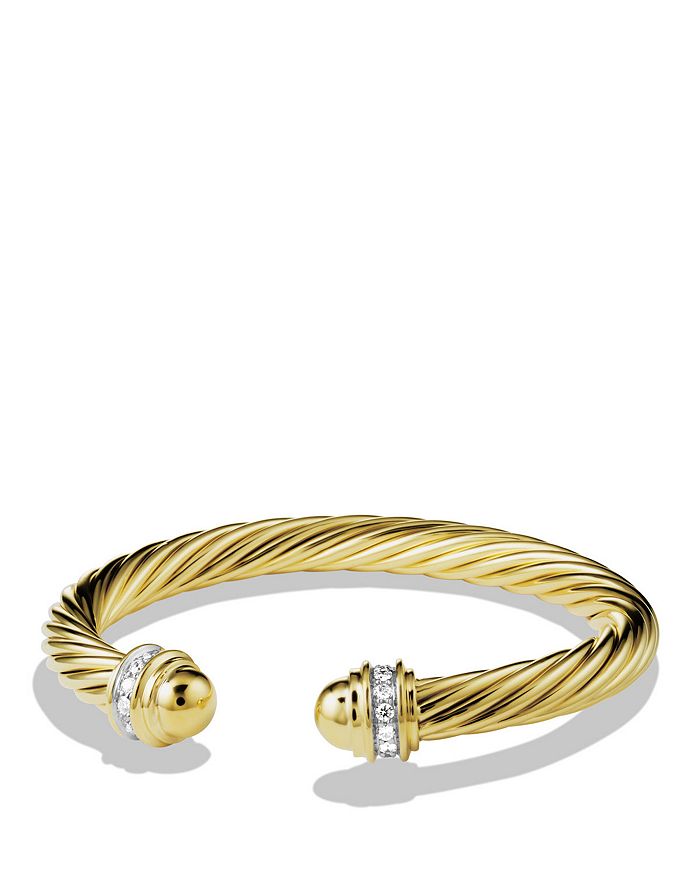 David Yurman Cable Classics Bracelet With Diamonds & Gold In Yellow Gold