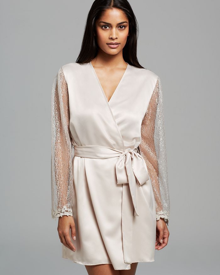 Flora Nikrooz Showstopper Charmeuse Cover-up Robe In Champagne