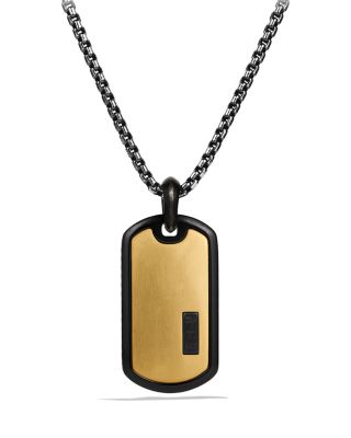 David Yurman Royal Cord Tag with Gold in Black Titanium on Chain