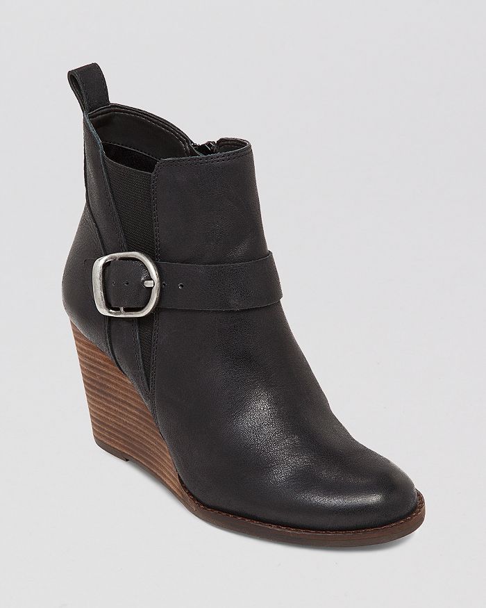 Lucky black wedge booties on sale