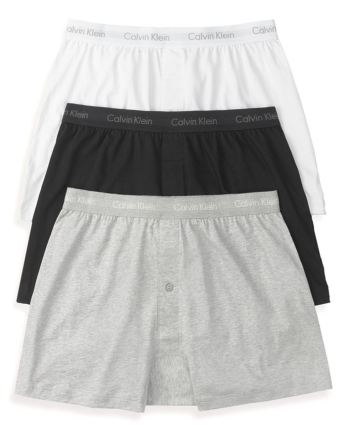 Calvin Klein Cotton Classics Knit Boxers, Pack Of 3 In Grey/white/black