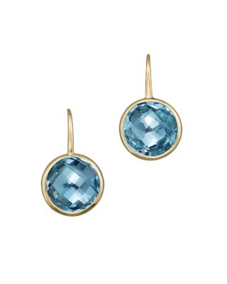 Blue Topaz Small Drop Earrings in 14K Yellow Gold - Exclusive