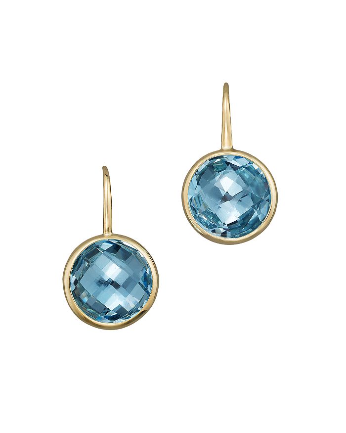 Bloomingdale's Blue Topaz Small Drop Earrings In 14k Yellow Gold - 100% Exclusive In Gold/blue
