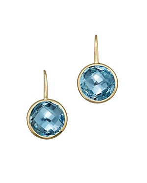 Blue Topaz Small Drop Earrings in 14K Yellow Gold - 100% Exclusive