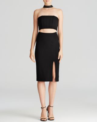Alice and Olivia - Evy Leather Choker Bustier Dress