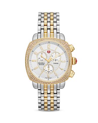 MICHELE Ascalon Diamond Two Tone Watch Head 38mm Bracelet 18mm