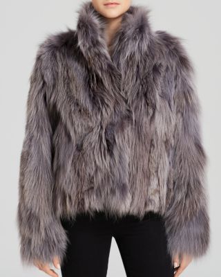 Maximilian Furs - Stand Collar Coyote Fur Coat