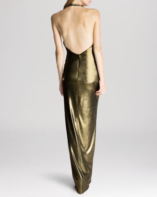 Halston Heritage::パーティードレス:0[RESALE] HALSTON HERITAGE HALSTON Gown - Twist Front Metallic Halter