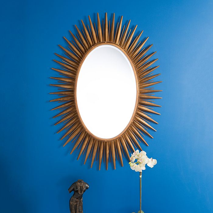Shop Surya Starburst Mirror In Antiqued Goldtone