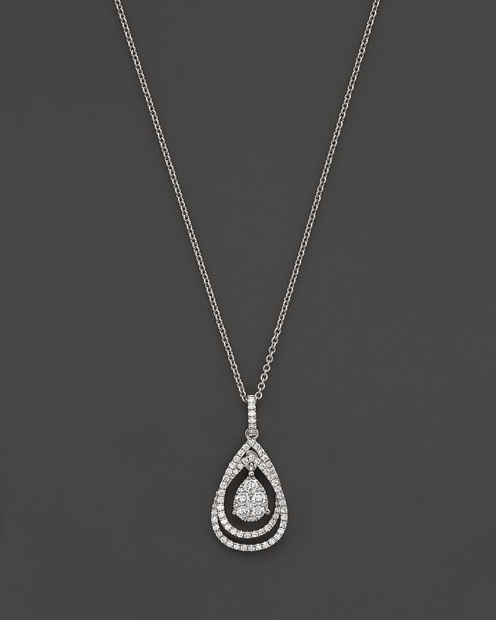 Roberto Coin 18k White Gold Diamond Teardrop Drop Pendant Necklace, 18