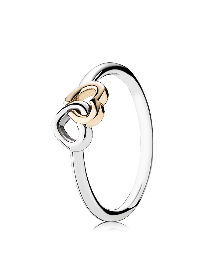 Pandora Ring Sterling Silver 14k Gold Heart to Heart Bloomingdale s