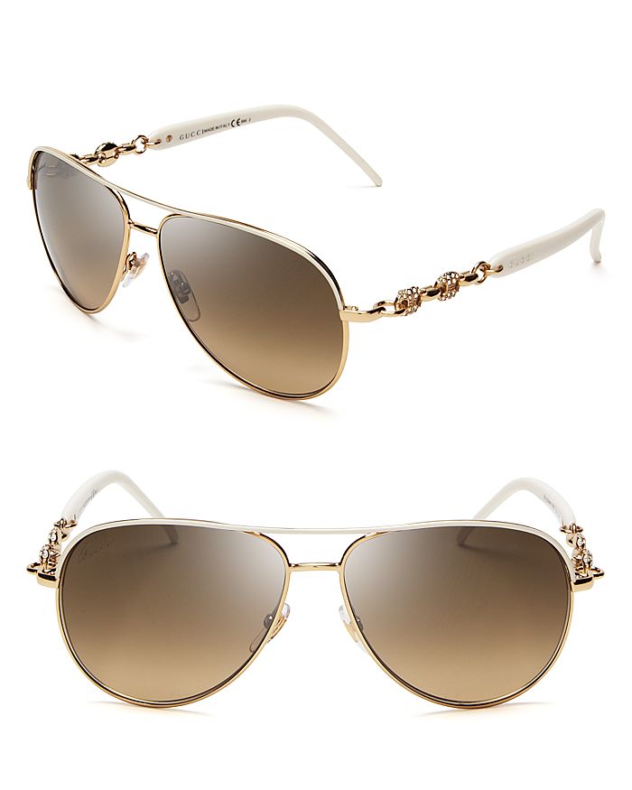 Gucci Chain Link Aviator Sunglasses, 58mm