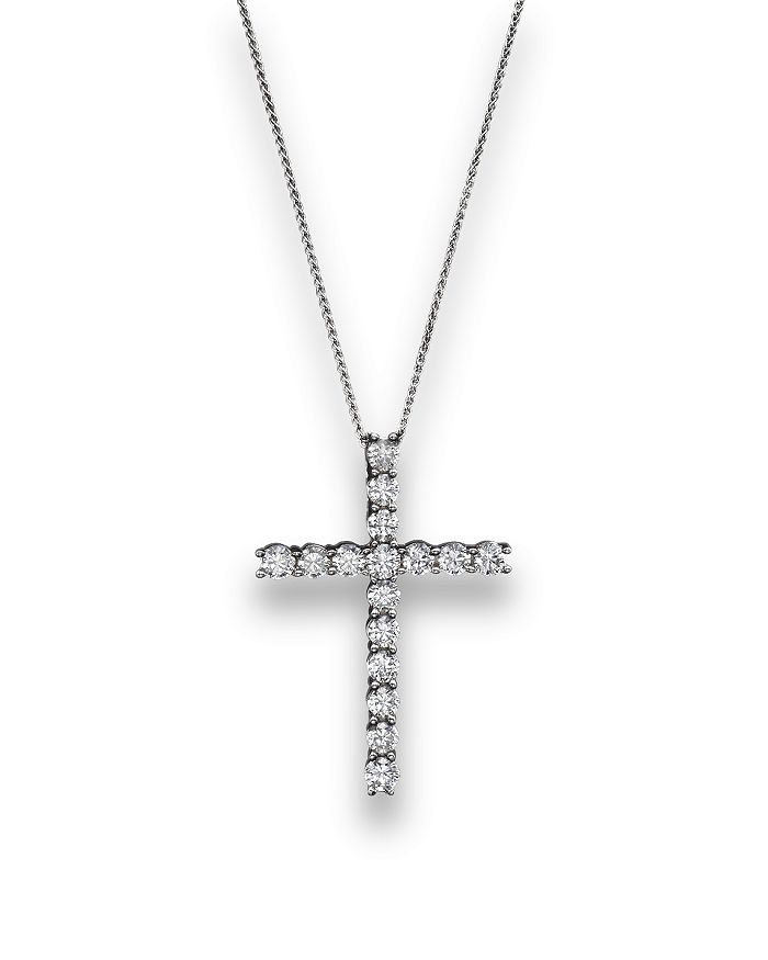 Bloomingdale's Diamond Cross Pendant Necklace in 14K White Gold, 2.50 ...