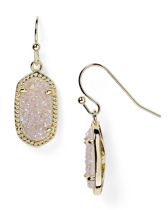 Kendra Scott Lee Agate Drop Earrings In Rose Gold/iridescent Drusy