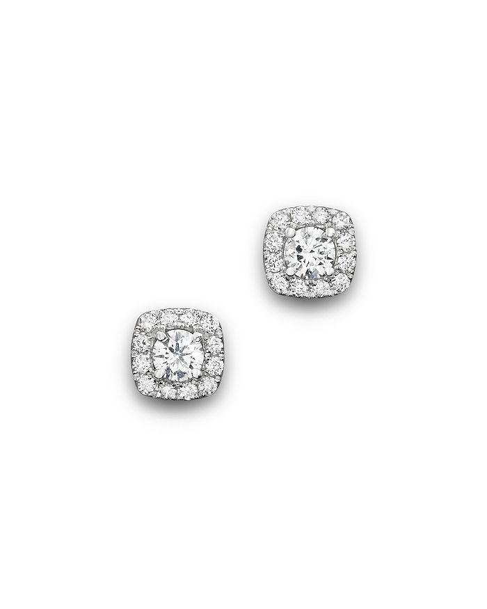 BLOOMINGDALE'S DIAMOND SQUARE HALO STUD EARRINGS IN 14K WHITE GOLD, .50 CT. T.W. - 100% EXCLUSIVE,EPGHC3DWG