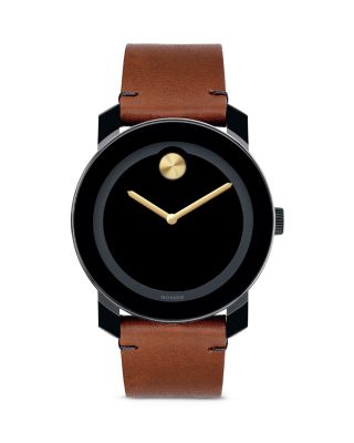 movado men's swiss museum classic black leather strap watch 40mm