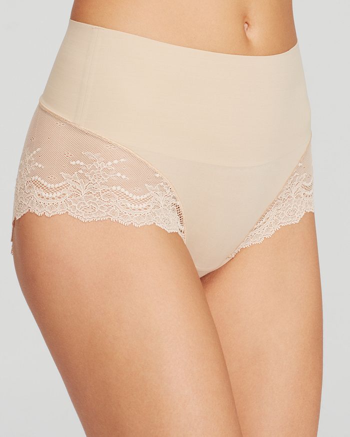 Shop Spanx Undie-tectable Lace Hi-hipster Panty In Soft Nude
