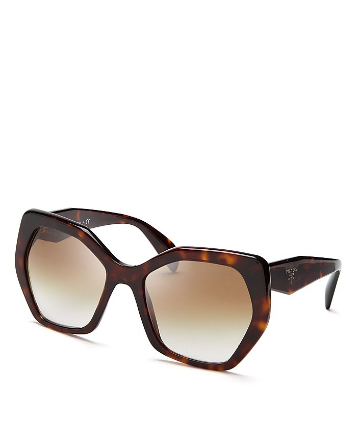 Prada Women's Oversized Geometric Sunglasses, 56mm In Havana/brown Gradient