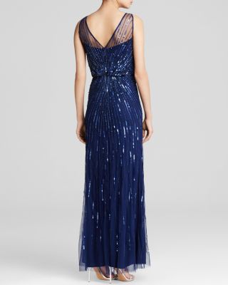Aidan Mattox Gown - Sleeveless Sunburst Beaded Blouson | Bloomingdale's