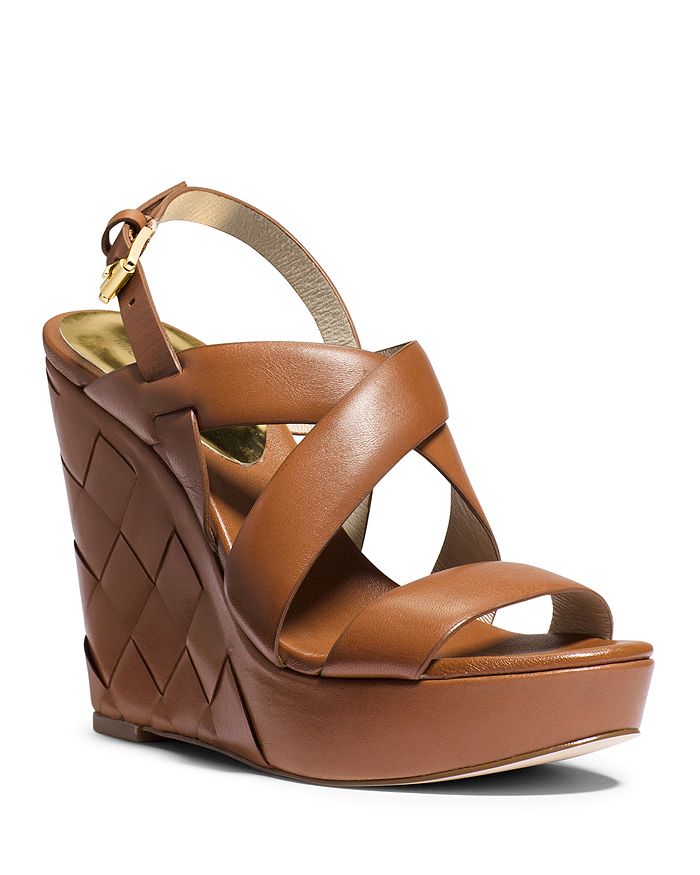 Michael kors brown leather wedges store