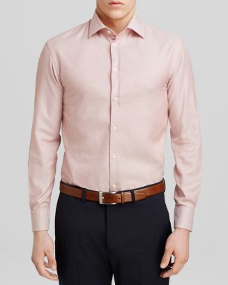 0055~Mini Checked Slim Fit Button-Down Shirt