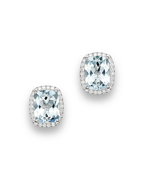 Bloomingdale's - Aquamarine and Diamond Stud Earrings in 14K White Gold - 100% Exclusive