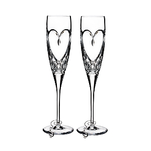 Shop Waterford Love True Love Champagne Flutes, Set Of 2 In Oxford