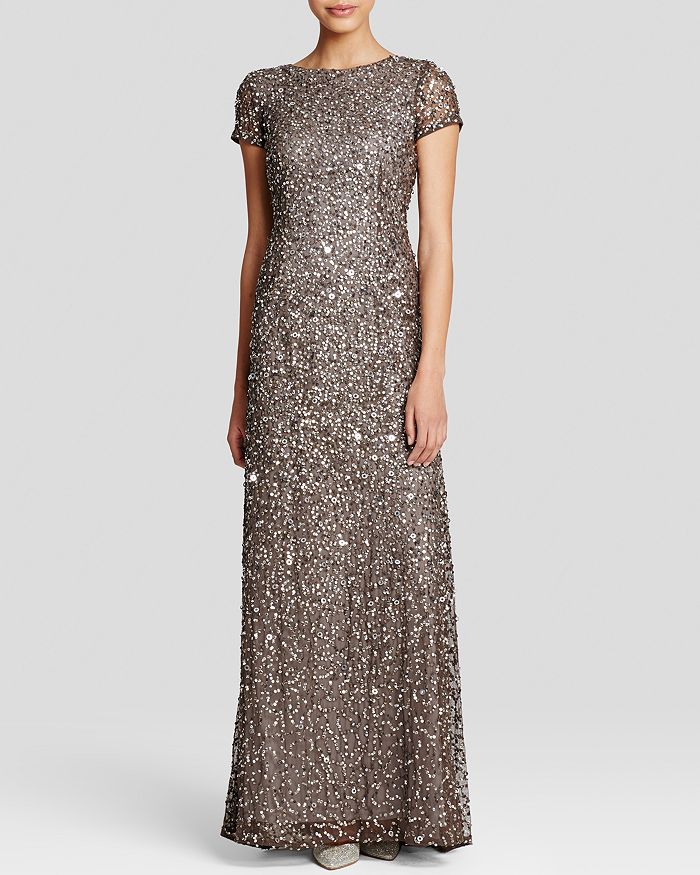 Adrianna Papell - Sequined Scoop-Back Gown