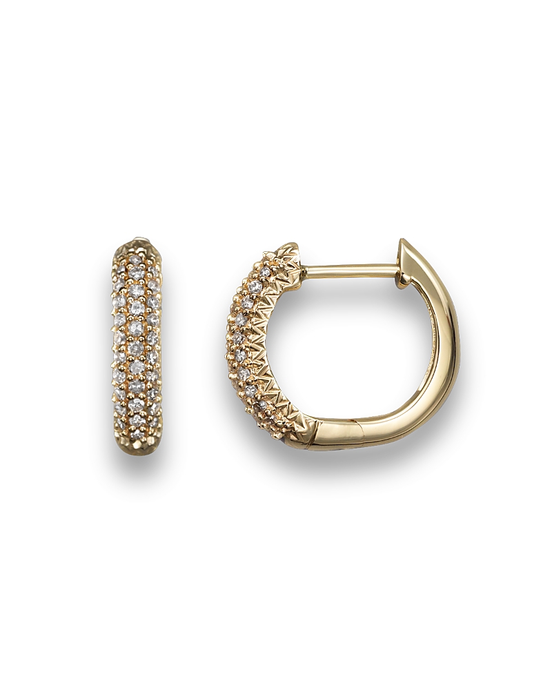 Diamond Hoop Earrings in 14K Yellow Gold, .20 tcw