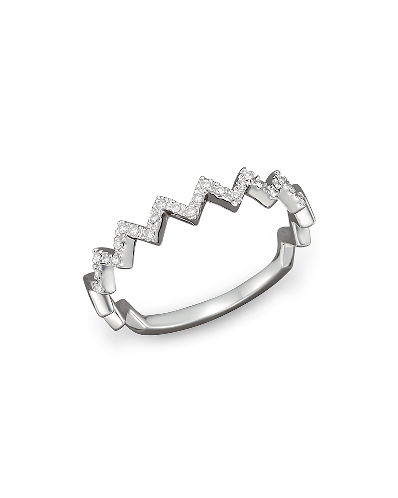 Diamond Zigzag Ring in 14K White Gold, 0.10 tcw