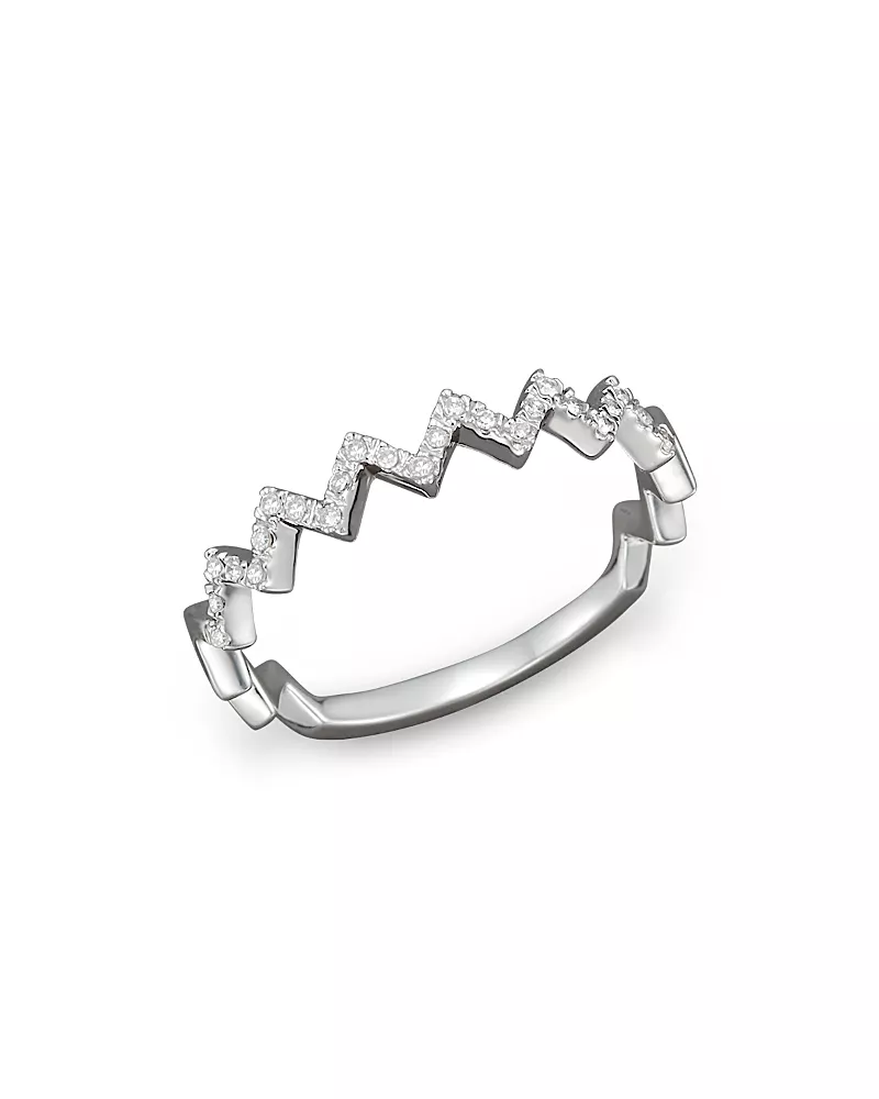 Diamond Zigzag Ring in 14K White Gold, 0.10 tcw