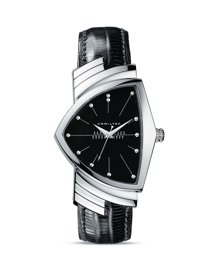 Shop Hamilton Ventura Quartz Watch, 32.3mm In Black/silver