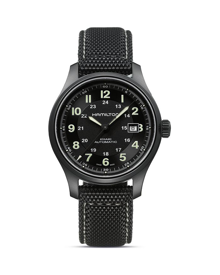 Shop Hamilton Khaki Field Titanium Automatic Watch, 42mm In Black