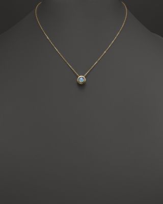 Black Opal Bezel Set Pendant Necklace in 14K Yellow Gold, 17"&nbsp;