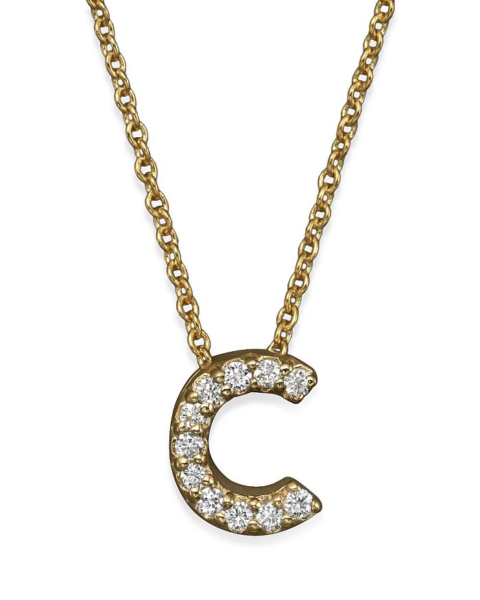 Shop Roberto Coin 18k Yellow Gold And Diamond Initial Love Letter Pendant Necklace, 16 In C