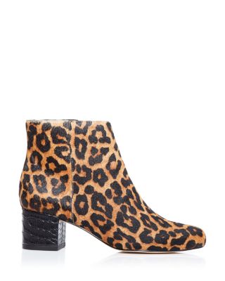 Sam Edelman Edith Leopard Print Calf Hair Mid Heel Booties