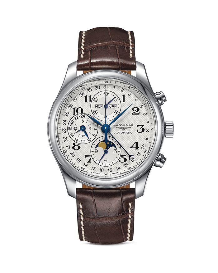 Shop Longines Master Collection Chronograph, 42mm In Silver/brown