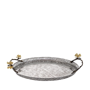 Shop Michael Aram Butterfly Ginkgo Oval Tray In Silver/gold