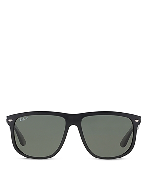 Shop Ray Ban Ray-ban Polarized Boyfriend Square Sunglasses, 60mm In Black/green Polarized