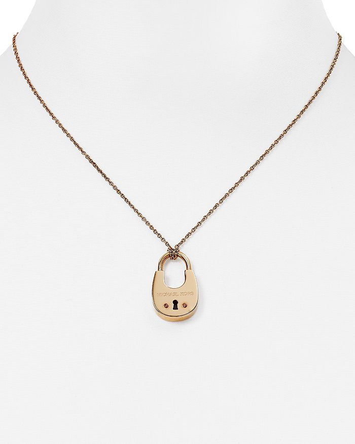 Michael Kors Padlock Pendant Necklace, 16" Bloomingdale's