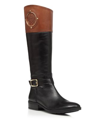 VINCE CAMUTO - Logo Two-Tone Riding Boots
