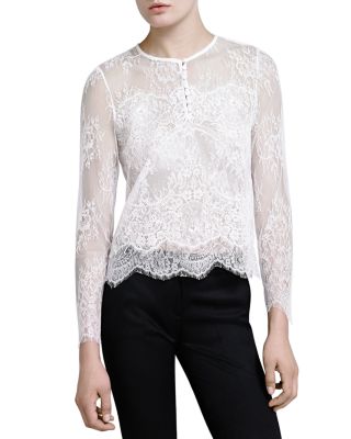 The Kooples - Lace & Matte Crepe Top
