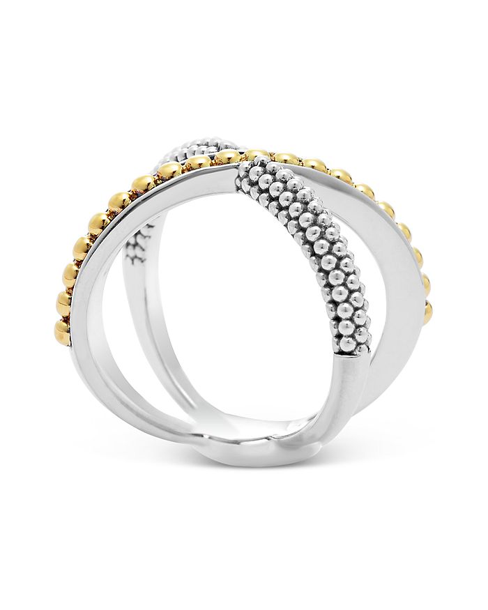 Shop Lagos 18k Gold And Sterling Silver Enso X Ring In Gold/multi