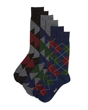 Polo Ralph Lauren Argyle Socks, Pack Of 3 In Navy