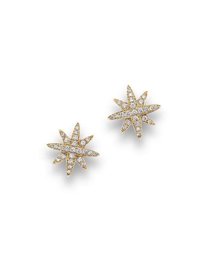14K Gold Starburst Diamond Earrings 14K Gold