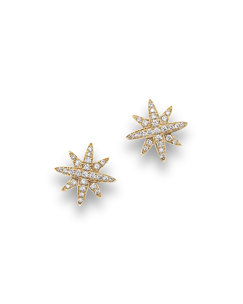 Diamond Starburst Stud Earrings in 14K Yellow Gold, .25 tcw