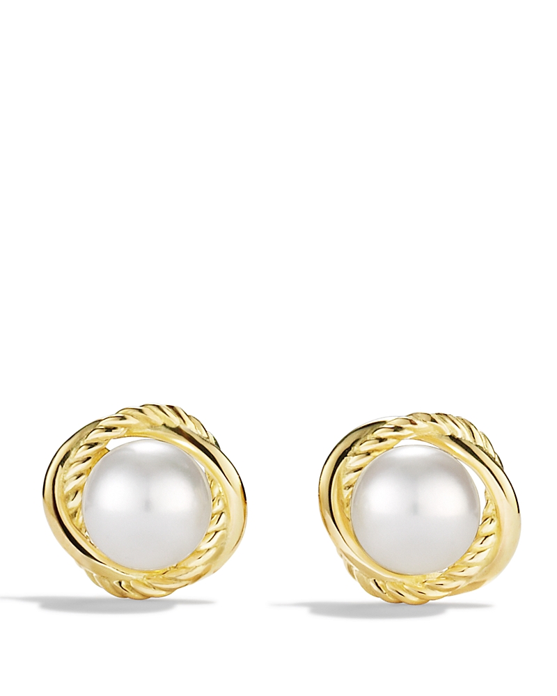 David Yurman Infinity Earrings with Cultured Freshwater Pearls in 18K Gold