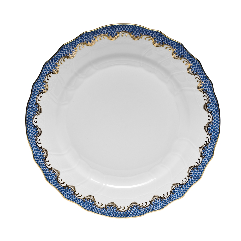 Herend Blue Fish Scale Dinner Plate In Blue