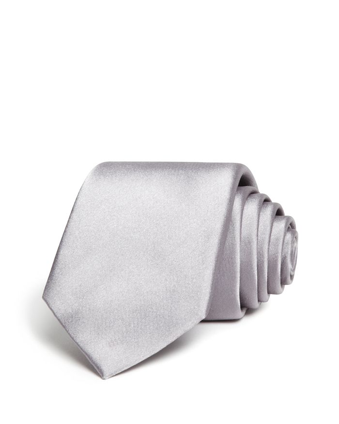 The Men's Store At Bloomingdale's Solid Satin Skinny Tie - 100% Exclusive In Silver